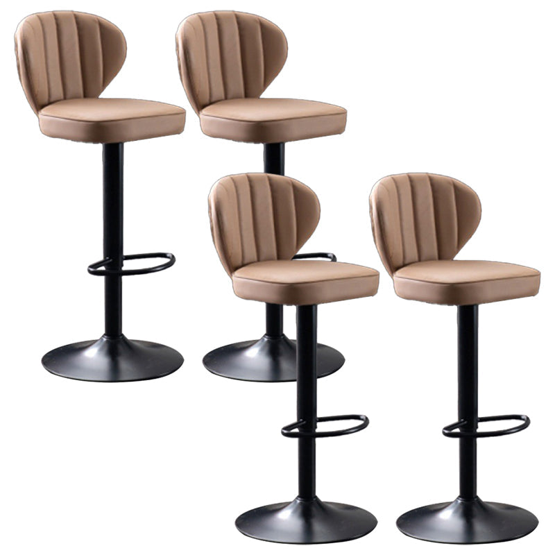Contemporary Bar-stool Liftable Leather Counter Bar Stool with Metal Legs Khaki Set of 4 Clearhalo 'Bar Furniture' 'Bar Stools' 'bar_stools' 'Furniture' 'furniture_bar_stools' 'Kitchen & Dining Furniture' 4961860