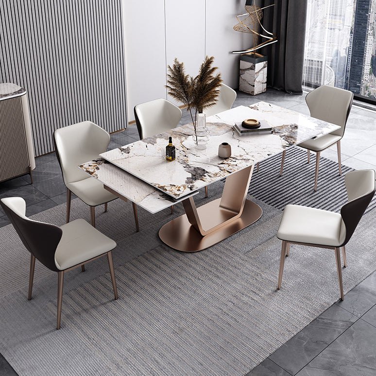 Glam 1/2/5/7 Pieces Dinette Set Sintered Stone Dining Room Set Clearhalo 'Dining Room Sets' 'Dining Tables & Seating' 'dining_room_set' 'Furniture' 'furniture_dining_room_set' 'Kitchen & Dining Furniture' 4961862
