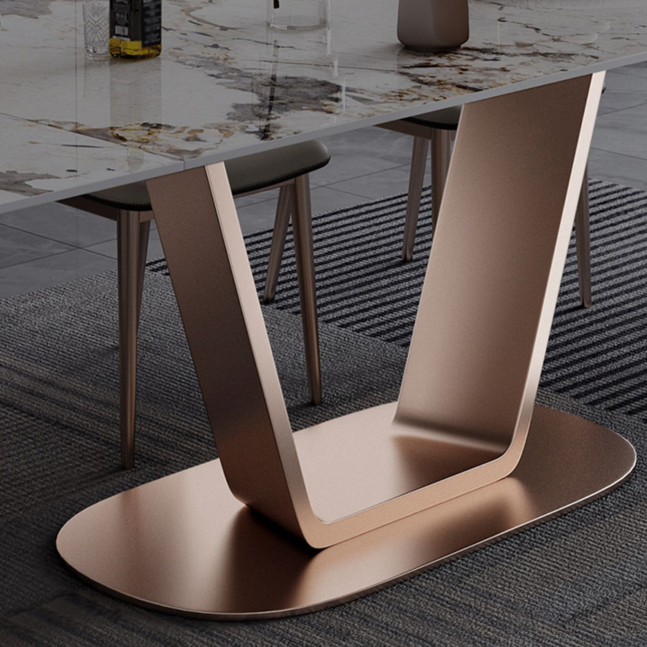 Glam 1/2/5/7 Pieces Dinette Set Sintered Stone Dining Room Set Clearhalo 'Dining Room Sets' 'Dining Tables & Seating' 'dining_room_set' 'Furniture' 'furniture_dining_room_set' 'Kitchen & Dining Furniture' 4961869