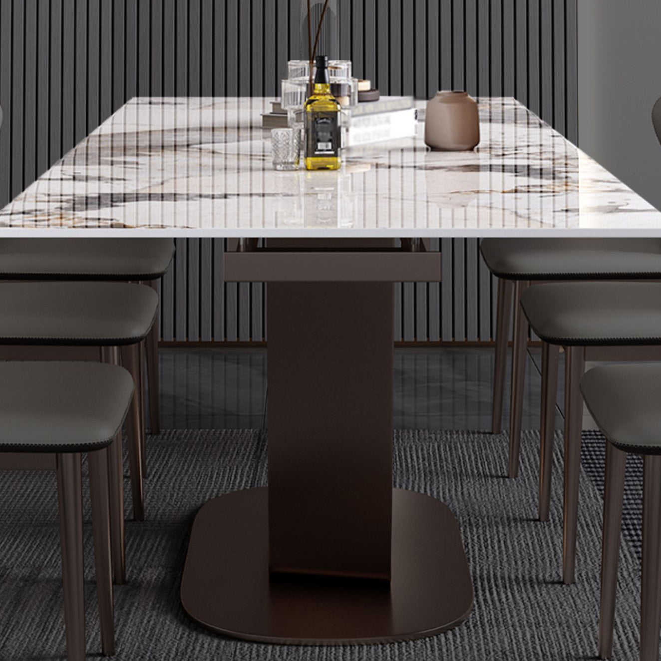 Glam 1/2/5/7 Pieces Dinette Set Sintered Stone Dining Room Set Clearhalo 'Dining Room Sets' 'Dining Tables & Seating' 'dining_room_set' 'Furniture' 'furniture_dining_room_set' 'Kitchen & Dining Furniture' 4961870