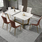 Glam 1/4/5/7 Pieces Rectangle Dinette Set with Sintered Stone Scalable Dining Table Set 7 Pieces: Table, 4 White+2 Grey Chairs Clearhalo 'Dining Room Sets' 'Dining Tables & Seating' 'dining_room_set' 'furn' 'furn_dining_room_set' 'Furniture' 'furniture_dining_room_set' 'Kitchen & Dining Furniture' 4961877