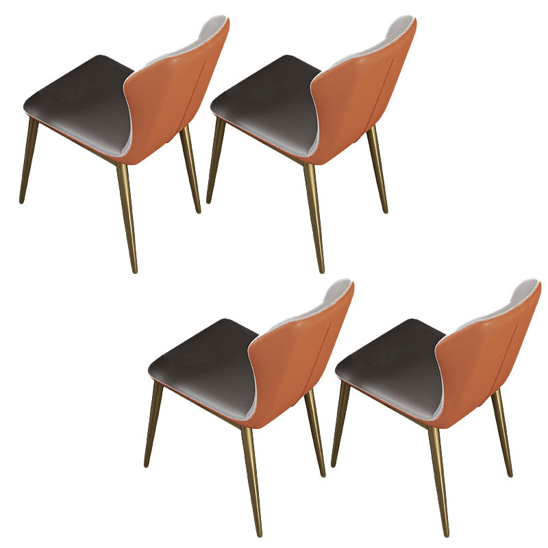 Glam 1/4/5/7 Pieces Rectangle Dinette Set with Sintered Stone Scalable Dining Table Set 4 Orange-White Chairs Clearhalo 'Dining Room Sets' 'Dining Tables & Seating' 'dining_room_set' 'furn' 'furn_dining_room_set' 'Furniture' 'furniture_dining_room_set' 'Kitchen & Dining Furniture' 4961878