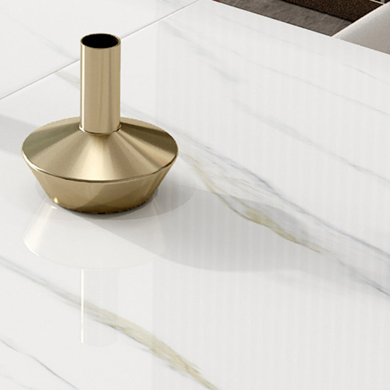 Glam 1/4/5/7 Pieces Rectangle Dinette Set with Sintered Stone Scalable Dining Table Set Clearhalo 'Dining Room Sets' 'Dining Tables & Seating' 'dining_room_set' 'furn' 'furn_dining_room_set' 'Furniture' 'furniture_dining_room_set' 'Kitchen & Dining Furniture' 4961889