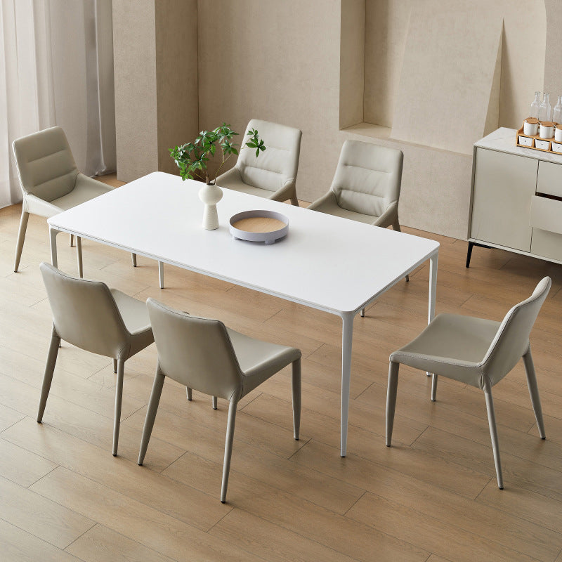 Designer Style 1/2/5/7 Pieces Dining Set Sintered Stone Dining Table with Leather Chairs 7 Pieces: Table, 6 Chairs Clearhalo 'Dining Room Sets' 'Dining Tables & Seating' 'dining_room_set' 'furn' 'furn_dining_room_set' 'Furniture' 'furniture_dining_room_set' 'Kitchen & Dining Furniture' 4961899