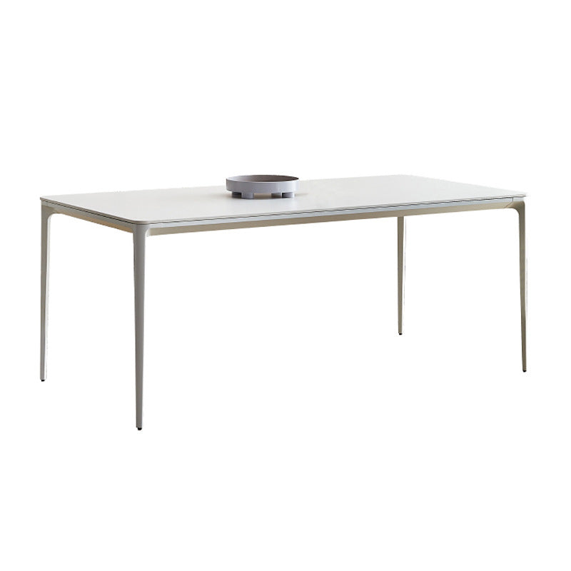 Designer Style 1/2/5/7 Pieces Dining Set Sintered Stone Dining Table with Leather Chairs White 87"L x 39"W Clearhalo 'Dining Room Sets' 'Dining Tables & Seating' 'dining_room_set' 'furn' 'furn_dining_room_set' 'Furniture' 'furniture_dining_room_set' 'Kitchen & Dining Furniture' 4961900