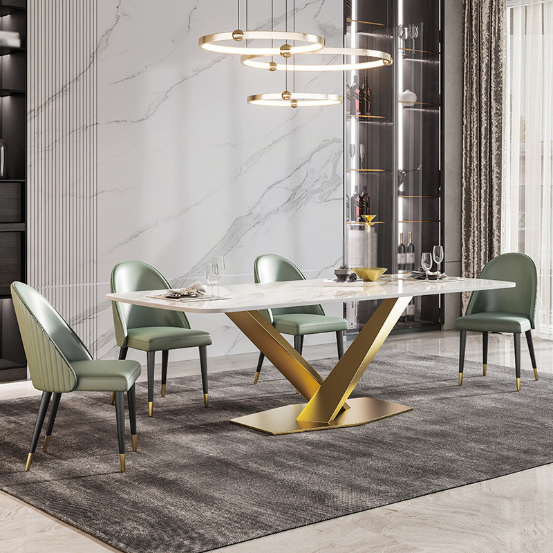 Nordic Glam 1/2/3/4/5/7 Pieces Dining Set Sintered Stone Dining Table Set for Home 5 Pieces: Table, 4 Chairs Clearhalo 'Dining Room Sets' 'Dining Tables & Seating' 'dining_room_set' 'furn' 'furn_dining_room_set' 'Furniture' 'furniture_dining_room_set' 'Kitchen & Dining Furniture' 4961933