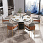 Glam 1/5/7 Pieces Dining Set Round Stone Dining Table for Dining Room 7 Pieces: Table, 6 Light Grey Chairs Clearhalo 'Dining Room Sets' 'Dining Tables & Seating' 'dining_room_set' 'furn' 'furn_dining_room_set' 'Furniture' 'furniture_dining_room_set' 'Kitchen & Dining Furniture' 4961957