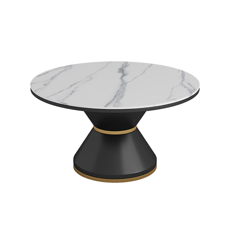 Glam 1/5/7 Pieces Dining Set Round Stone Dining Table for Dining Room White 63"L x 63"W Clearhalo 'Dining Room Sets' 'Dining Tables & Seating' 'dining_room_set' 'furn' 'furn_dining_room_set' 'Furniture' 'furniture_dining_room_set' 'Kitchen & Dining Furniture' 4961958
