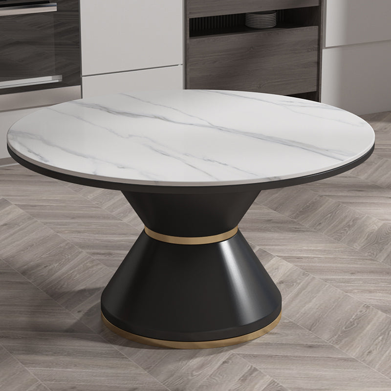 Glam 1/5/7 Pieces Dining Set Round Stone Dining Table for Dining Room Clearhalo 'Dining Room Sets' 'Dining Tables & Seating' 'dining_room_set' 'furn' 'furn_dining_room_set' 'Furniture' 'furniture_dining_room_set' 'Kitchen & Dining Furniture' 4961962