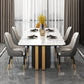 Modern 1/2/5/6/7 Pieces Dining Set Sintered Stone Dining Table Set for Home 5 Pieces: Table, 4 Grey Chairs Clearhalo 'Dining Room Sets' 'Dining Tables & Seating' 'dining_room_set' 'furn' 'furn_dining_room_set' 'Furniture' 'furniture_dining_room_set' 'Kitchen & Dining Furniture' 4961974