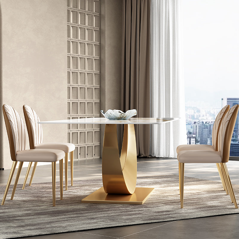 Glam 1/3/4/5/7 Pieces Dining Set Sintered Stone Dining Table Set 5 Pieces: Table, 4 Chairs Clearhalo 'Dining Room Sets' 'Dining Tables & Seating' 'dining_room_set' 'furn' 'furn_dining_room_set' 'Furniture' 'furniture_dining_room_set' 'Kitchen & Dining Furniture' 4961996