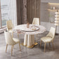 Glam 1/3/4/5/7 Pieces Dining Sets Round Dining Room Table Set Clearhalo 'Dining Room Sets' 'Dining Tables & Seating' 'dining_room_set' 'furn' 'furn_dining_room_set' 'Furniture' 'furniture_dining_room_set' 'Kitchen & Dining Furniture' 4962012