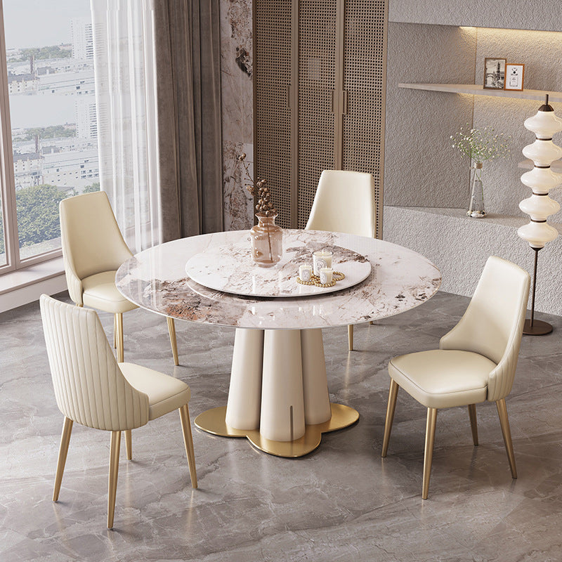 Glam 1/3/4/5/7 Pieces Dining Sets Round Dining Room Table Set Clearhalo 'Dining Room Sets' 'Dining Tables & Seating' 'dining_room_set' 'furn' 'furn_dining_room_set' 'Furniture' 'furniture_dining_room_set' 'Kitchen & Dining Furniture' 4962012