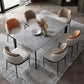 Modern 1/4/7 Pieces Dining Set Rectangle Sintered Stone Dining Table Set 7 Pieces: Table, 4 Brown+2 Orange Chairs Clearhalo 'Dining Room Sets' 'Dining Tables & Seating' 'dining_room_set' 'furn' 'furn_dining_room_set' 'Furniture' 'furniture_dining_room_set' 'Kitchen & Dining Furniture' 4962027