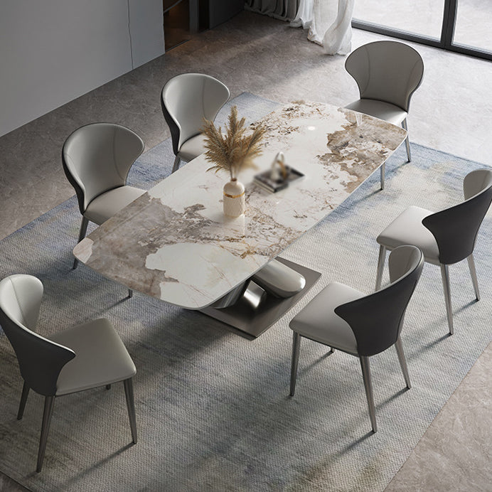 Designer Style 1/2/4/5/7 Pieces Dining Set Sintered Stone Dining Table with Leather Chairs Clearhalo 'Dining Room Sets' 'Dining Tables & Seating' 'dining_room_set' 'furn' 'furn_dining_room_set' 'Furniture' 'furniture_dining_room_set' 'Kitchen & Dining Furniture' 4962048