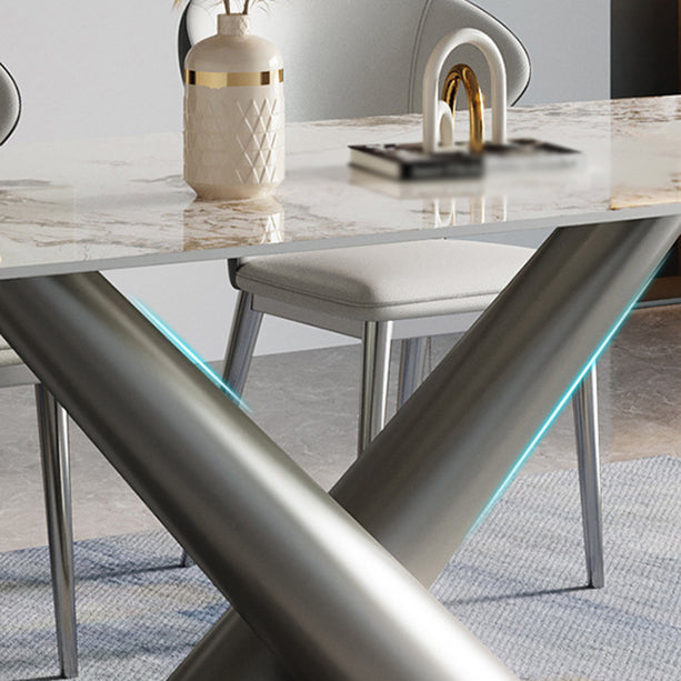 Designer Style 1/2/4/5/7 Pieces Dining Set Sintered Stone Dining Table with Leather Chairs Clearhalo 'Dining Room Sets' 'Dining Tables & Seating' 'dining_room_set' 'furn' 'furn_dining_room_set' 'Furniture' 'furniture_dining_room_set' 'Kitchen & Dining Furniture' 4962059