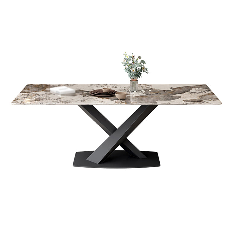 Modern 1/4/6/7 Pieces Dinette Set with Sintered Stone Top Rectangle Dining Table Set Matte White 71"L x 35"W Clearhalo 'Dining Room Sets' 'Dining Tables & Seating' 'dining_room_set' 'furn' 'furn_dining_room_set' 'Furniture' 'furniture_dining_room_set' 'Kitchen & Dining Furniture' 4962072