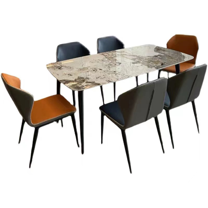 Modern 1/4/6/7 Pieces Dinette Set with Sintered Stone Top Rectangle Dining Table Set Clearhalo 'Dining Room Sets' 'Dining Tables & Seating' 'dining_room_set' 'furn' 'furn_dining_room_set' 'Furniture' 'furniture_dining_room_set' 'Kitchen & Dining Furniture' 4962077