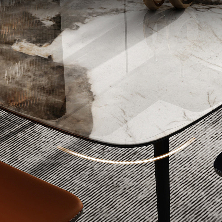 Modern 1/4/6/7 Pieces Dinette Set with Sintered Stone Top Rectangle Dining Table Set Clearhalo 'Dining Room Sets' 'Dining Tables & Seating' 'dining_room_set' 'furn' 'furn_dining_room_set' 'Furniture' 'furniture_dining_room_set' 'Kitchen & Dining Furniture' 4962081