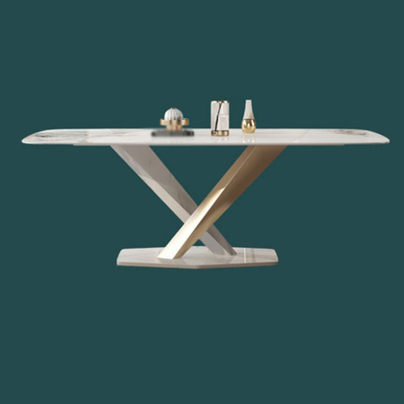 1/2/5/7 Pcs Sintered Stone Dining Table Set Dining Chairs Set White 79"L x 39"W Clearhalo 'Dining Room Sets' 'Dining Tables & Seating' 'dining_room_set' 'furn' 'furn_dining_room_set' 'Furniture' 'furniture_dining_room_set' 'Kitchen & Dining Furniture' 4962111