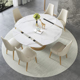 Glam 1/4/5/7 Pieces Leather Dinette Set with Sintered Stone Top Scalable Dining Table Set Clearhalo 'Dining Room Sets' 'Dining Tables & Seating' 'dining_room_set' 'furn' 'furn_dining_room_set' 'Furniture' 'furniture_dining_room_set' 'Kitchen & Dining Furniture' 4962130