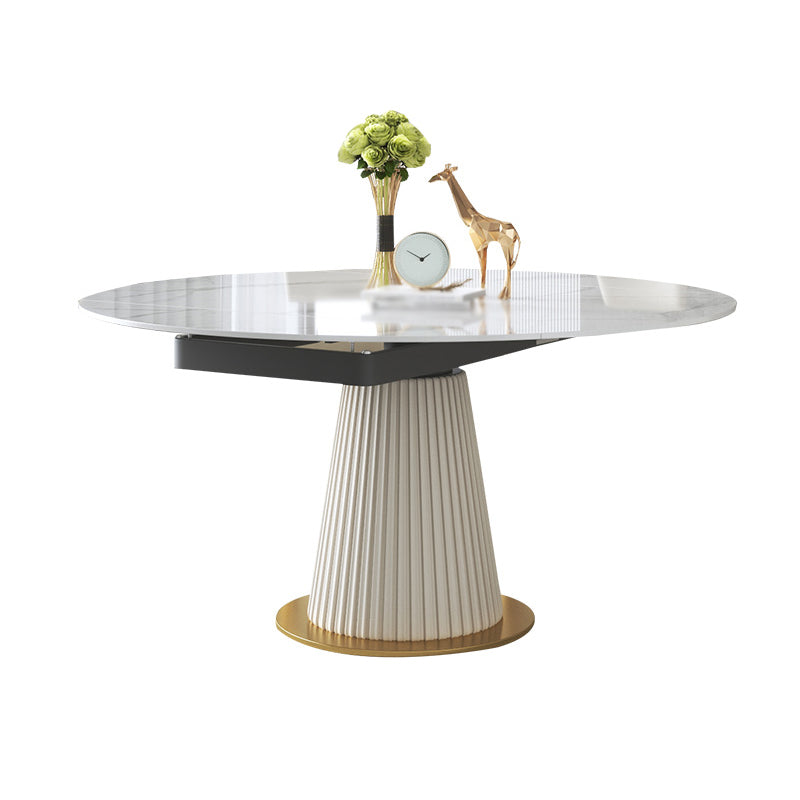 Glam 1/4/5/7 Pieces Leather Dinette Set with Sintered Stone Top Scalable Dining Table Set Clearhalo 'Dining Room Sets' 'Dining Tables & Seating' 'dining_room_set' 'furn' 'furn_dining_room_set' 'Furniture' 'furniture_dining_room_set' 'Kitchen & Dining Furniture' 4962131