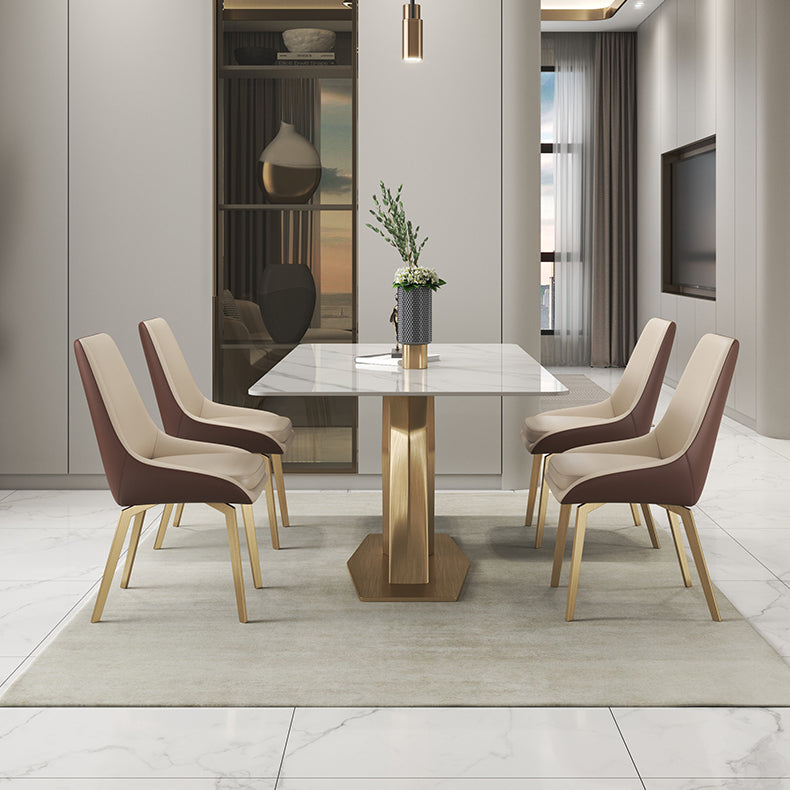Scandinavian 1/2/3/4/5 Dining Table Set with Chair Sintered Stone Dining Table Set Clearhalo 'Dining Room Sets' 'Dining Tables & Seating' 'dining_room_set' 'furn' 'furn_dining_room_set' 'Furniture' 'furniture_dining_room_set' 'Kitchen & Dining Furniture' 4962158