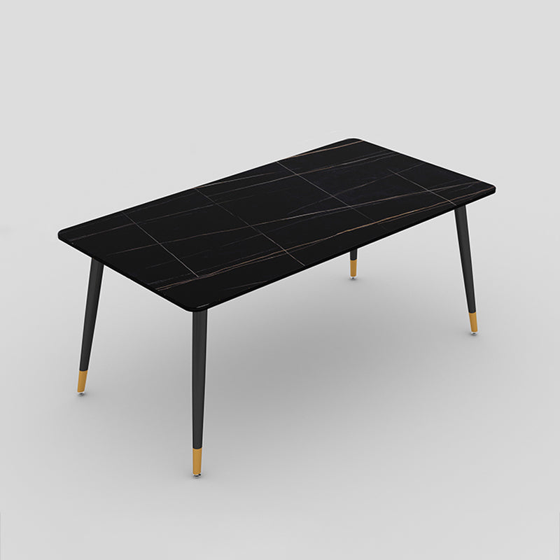 Black Frame Stone Dining Room Table Traditional Luxury Rectangle Dining Table Black Gold 47.2"L x 23.6"W x 29.5"H Without Chairs Clearhalo 'Dining Tables & Seating' 'Dining Tables' 'dining_table' 'furn' 'furn_dining_table' 'Furniture' 'furniture_dining_table' 'Kitchen & Dining Furniture' 'kitchen' 'kitchen_dining_table' 4962167