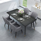 Black Frame Stone Dining Room Table Traditional Luxury Rectangle Dining Table Black Gold 63"L x 31.5"W x 29.5"H Without Chairs Clearhalo 'Dining Tables & Seating' 'Dining Tables' 'dining_table' 'furn' 'furn_dining_table' 'Furniture' 'furniture_dining_table' 'Kitchen & Dining Furniture' 'kitchen' 'kitchen_dining_table' 4962171