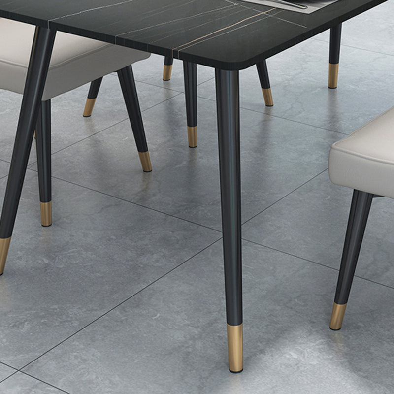 Black Frame Stone Dining Room Table Traditional Luxury Rectangle Dining Table Clearhalo 'Dining Tables & Seating' 'Dining Tables' 'dining_table' 'furn' 'furn_dining_table' 'Furniture' 'furniture_dining_table' 'Kitchen & Dining Furniture' 'kitchen' 'kitchen_dining_table' 4962175