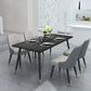 Black Frame Stone Dining Room Table Traditional Luxury Rectangle Dining Table Clearhalo 'Dining Tables & Seating' 'Dining Tables' 'dining_table' 'furn' 'furn_dining_table' 'Furniture' 'furniture_dining_table' 'Kitchen & Dining Furniture' 'kitchen' 'kitchen_dining_table' 4962178