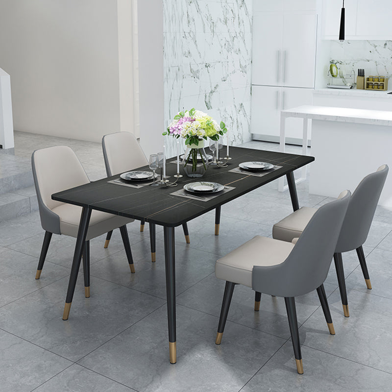 Black Frame Stone Dining Room Table Traditional Luxury Rectangle Dining Table Clearhalo 'Dining Tables & Seating' 'Dining Tables' 'dining_table' 'furn' 'furn_dining_table' 'Furniture' 'furniture_dining_table' 'Kitchen & Dining Furniture' 'kitchen' 'kitchen_dining_table' 4962178