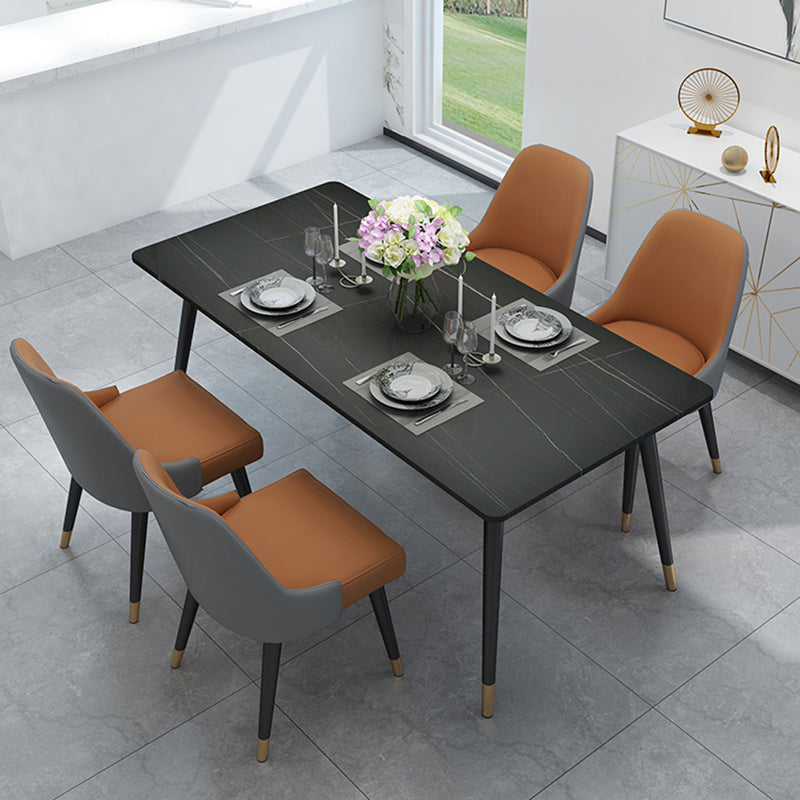 Black Frame Stone Dining Room Table Traditional Luxury Rectangle Dining Table Clearhalo 'Dining Tables & Seating' 'Dining Tables' 'dining_table' 'furn' 'furn_dining_table' 'Furniture' 'furniture_dining_table' 'Kitchen & Dining Furniture' 'kitchen' 'kitchen_dining_table' 4962179