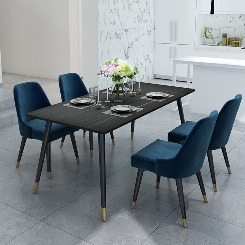 Black Frame Stone Dining Room Table Traditional Luxury Rectangle Dining Table Clearhalo 'Dining Tables & Seating' 'Dining Tables' 'dining_table' 'furn' 'furn_dining_table' 'Furniture' 'furniture_dining_table' 'Kitchen & Dining Furniture' 'kitchen' 'kitchen_dining_table' 4962180