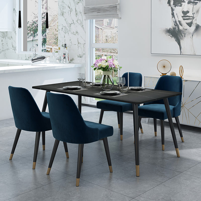 Black Frame Stone Dining Room Table Traditional Luxury Rectangle Dining Table Clearhalo 'Dining Tables & Seating' 'Dining Tables' 'dining_table' 'furn' 'furn_dining_table' 'Furniture' 'furniture_dining_table' 'Kitchen & Dining Furniture' 'kitchen' 'kitchen_dining_table' 4962181