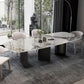 Stone Top Dining Table Contemporary Rectangle Dining Table with Black Base 94.5"L x 47.2"W x 29.5"H Without Chairs Clearhalo 'Dining Tables & Seating' 'Dining Tables' 'dining_table' 'furn' 'furn_dining_table' 'Furniture' 'furniture_dining_table' 'Kitchen & Dining Furniture' 'kitchen' 'kitchen_dining_table' 4962187