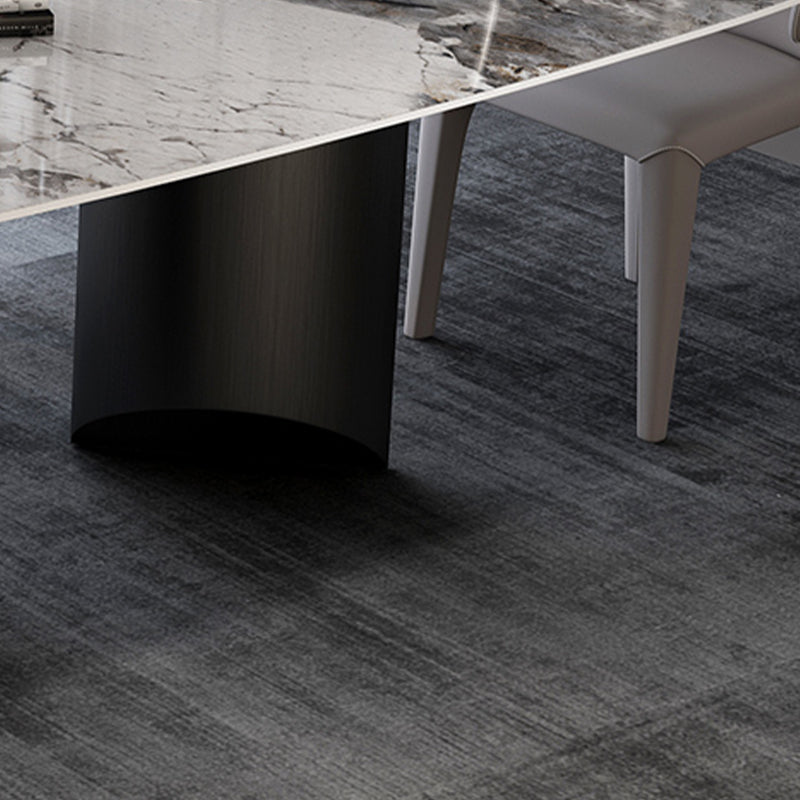 Stone Top Dining Table Contemporary Rectangle Dining Table with Black Base Clearhalo 'Dining Tables & Seating' 'Dining Tables' 'dining_table' 'furn' 'furn_dining_table' 'Furniture' 'furniture_dining_table' 'Kitchen & Dining Furniture' 'kitchen' 'kitchen_dining_table' 4962194