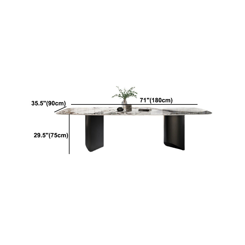 Stone Top Dining Table Contemporary Rectangle Dining Table with Black Base Clearhalo 'Dining Tables & Seating' 'Dining Tables' 'dining_table' 'furn' 'furn_dining_table' 'Furniture' 'furniture_dining_table' 'Kitchen & Dining Furniture' 'kitchen' 'kitchen_dining_table' 4962198