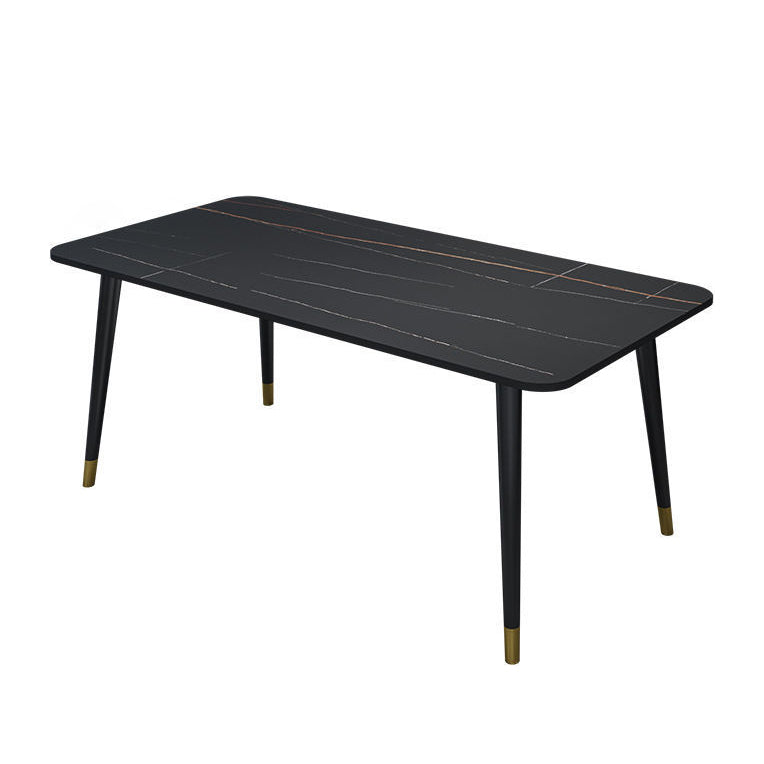 Glam Stone Rectangle Dining Table Matte Finish Home Table with 4 Legs Black Without Chairs Clearhalo 'Dining Tables & Seating' 'Dining Tables' 'dining_table' 'furn' 'furn_dining_table' 'Furniture' 'furniture_dining_table' 'Kitchen & Dining Furniture' 'kitchen' 'kitchen_dining_table' 4962206