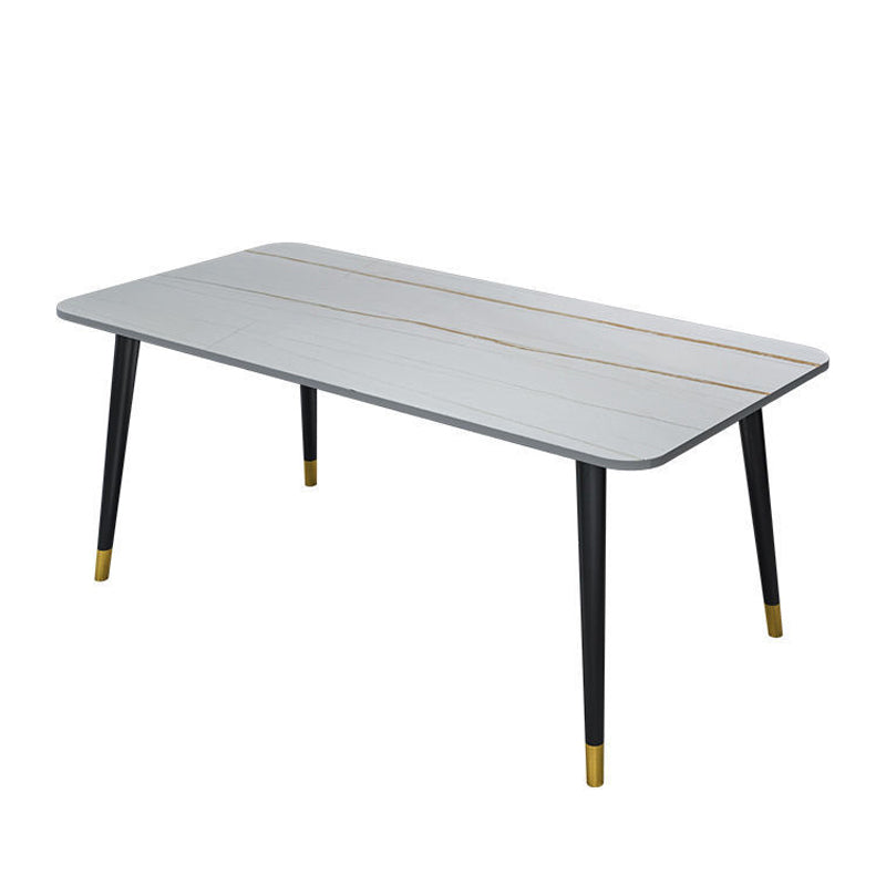 Glam Stone Rectangle Dining Table Matte Finish Home Table with 4 Legs White Without Chairs Clearhalo 'Dining Tables & Seating' 'Dining Tables' 'dining_table' 'furn' 'furn_dining_table' 'Furniture' 'furniture_dining_table' 'Kitchen & Dining Furniture' 'kitchen' 'kitchen_dining_table' 4962211