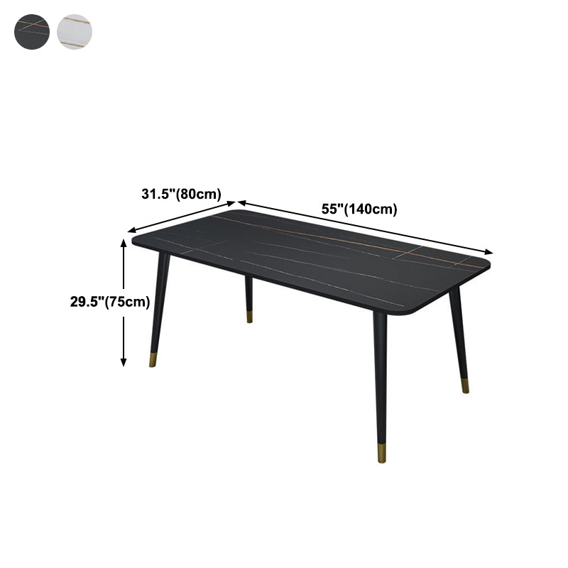 Glam Stone Rectangle Dining Table Matte Finish Home Table with 4 Legs Clearhalo 'Dining Tables & Seating' 'Dining Tables' 'dining_table' 'furn' 'furn_dining_table' 'Furniture' 'furniture_dining_table' 'Kitchen & Dining Furniture' 'kitchen' 'kitchen_dining_table' 4962213