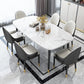 Glam Matte Finish Marble Table Home Rectangle Dining Table with 4 Legs White 63"L x 35.4"W x 29.5"H Clearhalo 'Dining Tables & Seating' 'Dining Tables' 'dining_table' 'Furniture' 'furniture_dining_table' 'Kitchen & Dining Furniture' 'kitchen' 'kitchen_dining_table' 4962220