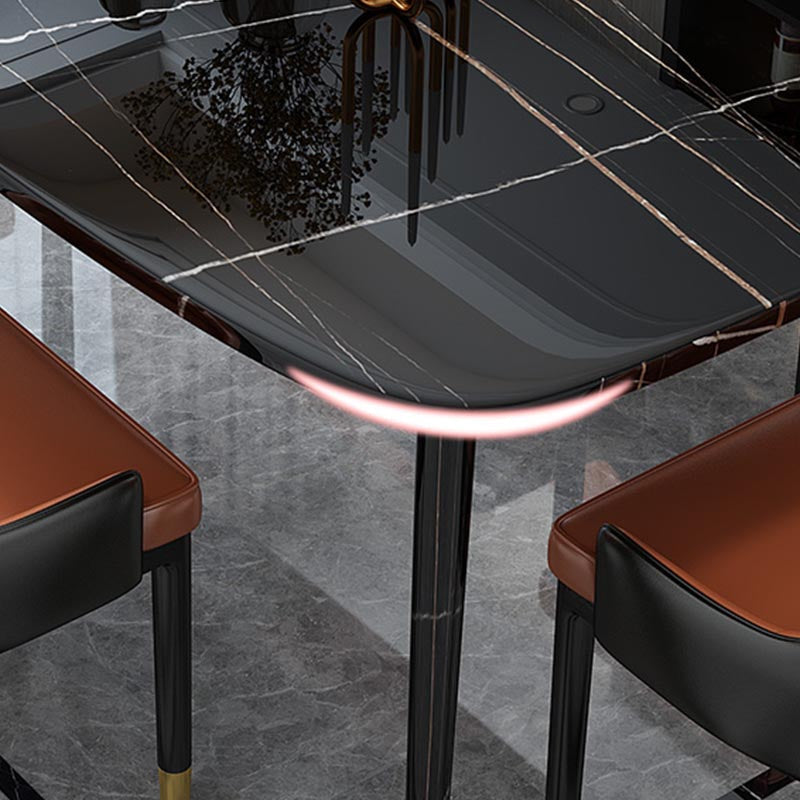 Glam Matte Finish Marble Table Home Rectangle Dining Table with 4 Legs Clearhalo 'Dining Tables & Seating' 'Dining Tables' 'dining_table' 'Furniture' 'furniture_dining_table' 'Kitchen & Dining Furniture' 'kitchen' 'kitchen_dining_table' 4962224