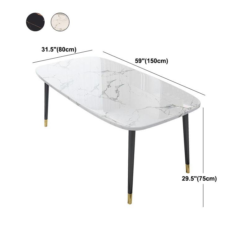 Glam Matte Finish Marble Table Home Rectangle Dining Table with 4 Legs Clearhalo 'Dining Tables & Seating' 'Dining Tables' 'dining_table' 'Furniture' 'furniture_dining_table' 'Kitchen & Dining Furniture' 'kitchen' 'kitchen_dining_table' 4962227