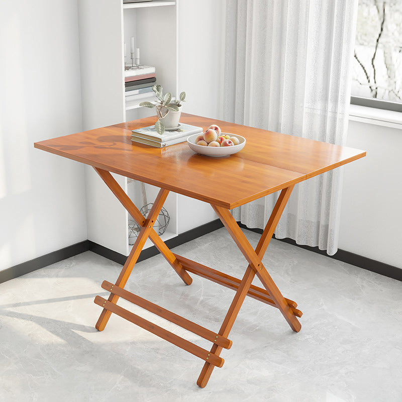 Modern Bamboo Pedestal Dining Table Natural Folding Table for Kitchen Rectangle Without Chairs Clearhalo 'Dining Tables & Seating' 'Dining Tables' 'dining_table' 'furn' 'furn_dining_table' 'Furniture' 'furniture_dining_table' 'Kitchen & Dining Furniture' 'kitchen' 'kitchen_dining_table' 4962242