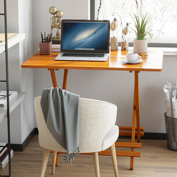 Modern Bamboo Pedestal Dining Table Natural Folding Table for Kitchen Rectangle 39.4"L x 31.5"W x 29.5"H Without Chairs Clearhalo 'Dining Tables & Seating' 'Dining Tables' 'dining_table' 'furn' 'furn_dining_table' 'Furniture' 'furniture_dining_table' 'Kitchen & Dining Furniture' 'kitchen' 'kitchen_dining_table' 4962244