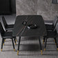 Contemporary Stone Dining Table Black Rectangle Dining Table with 4 Wood Legs Black 55.1"L x 31.5"W x 29.5"H Without Chairs Clearhalo 'Dining Tables & Seating' 'Dining Tables' 'dining_table' 'furn' 'furn_dining_table' 'Furniture' 'furniture_dining_table' 'Kitchen & Dining Furniture' 'kitchen' 'kitchen_dining_table' 4962265