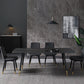 Contemporary Stone Dining Table Black Rectangle Dining Table with 4 Wood Legs Black 63"L x 35.4"W x 29.5"H Without Chairs Clearhalo 'Dining Tables & Seating' 'Dining Tables' 'dining_table' 'furn' 'furn_dining_table' 'Furniture' 'furniture_dining_table' 'Kitchen & Dining Furniture' 'kitchen' 'kitchen_dining_table' 4962266