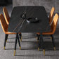 Contemporary Stone Dining Table Black Rectangle Dining Table with 4 Wood Legs Clearhalo 'Dining Tables & Seating' 'Dining Tables' 'dining_table' 'furn' 'furn_dining_table' 'Furniture' 'furniture_dining_table' 'Kitchen & Dining Furniture' 'kitchen' 'kitchen_dining_table' 4962272