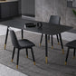 Contemporary Stone Dining Table Black Rectangle Dining Table with 4 Wood Legs Clearhalo 'Dining Tables & Seating' 'Dining Tables' 'dining_table' 'furn' 'furn_dining_table' 'Furniture' 'furniture_dining_table' 'Kitchen & Dining Furniture' 'kitchen' 'kitchen_dining_table' 4962273